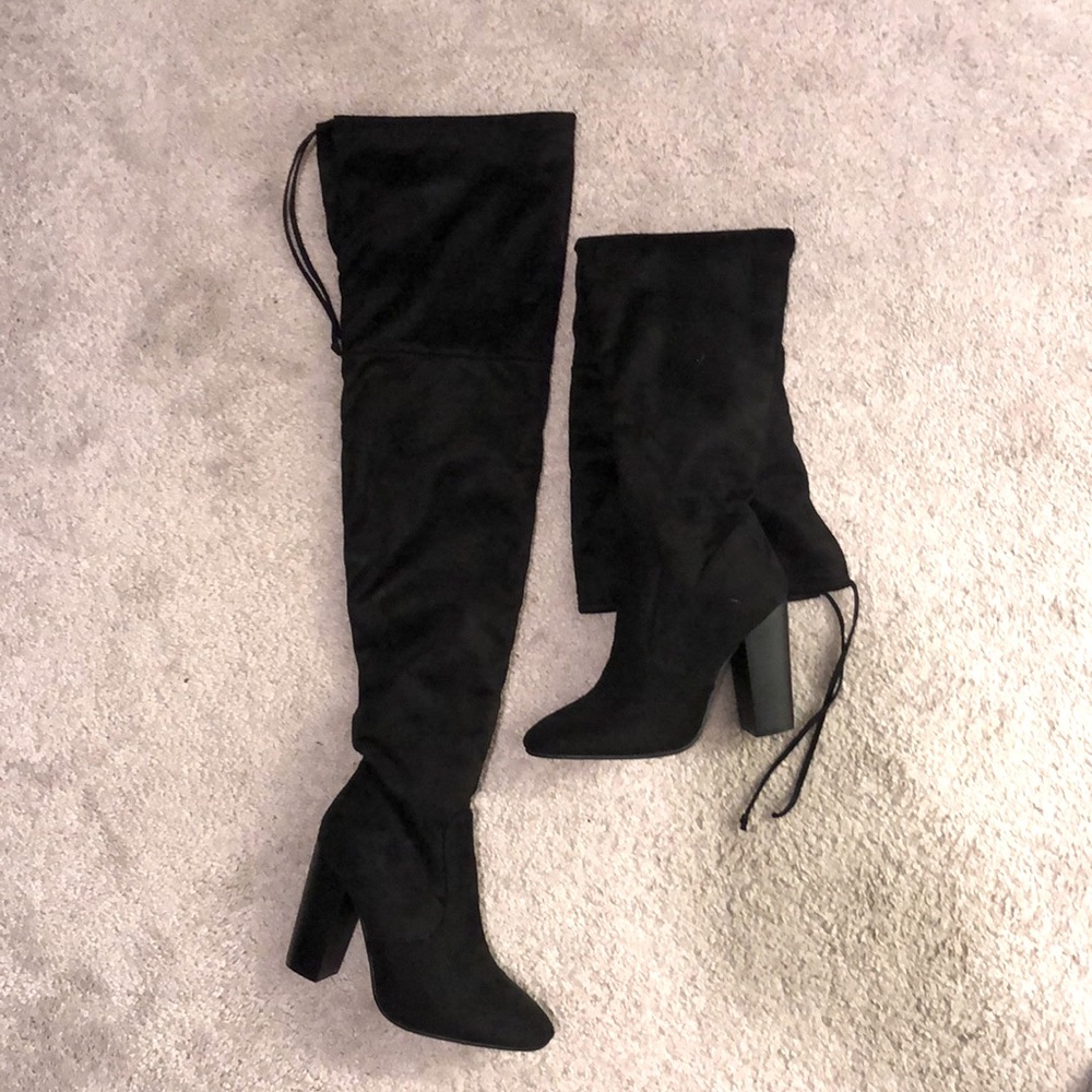 Suede knee high boots
